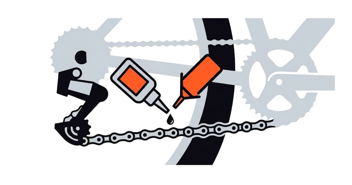 Chain lubricant being applied to a bicycle chain