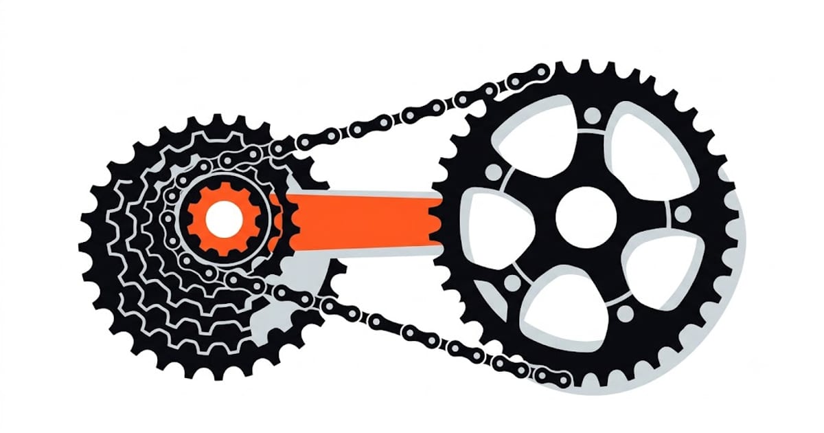 Chainring and cassette sprockets on a bicycle