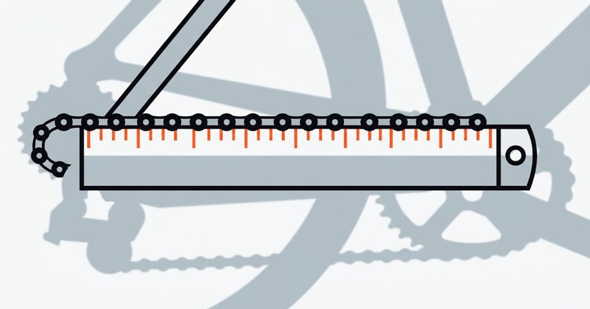 Steel ruler laid along a bicycle chain