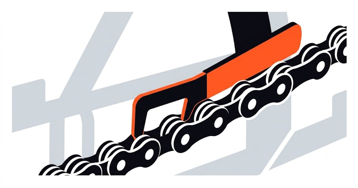 Chain wear gauge sitting in a bicycle chain